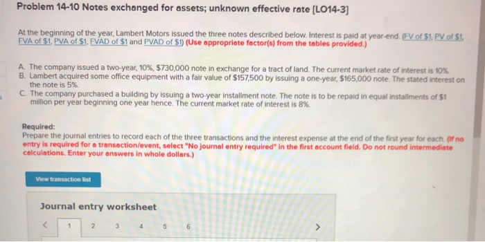 9 Problem 14-10 Notes exchanged for assets; unknown effective rate (LO14-3]