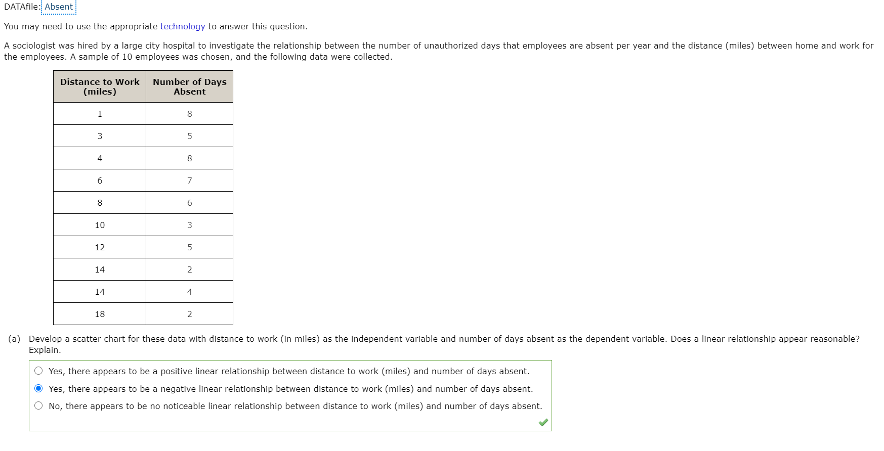  DATAfile: Absent You may need to use the appropriate technology to