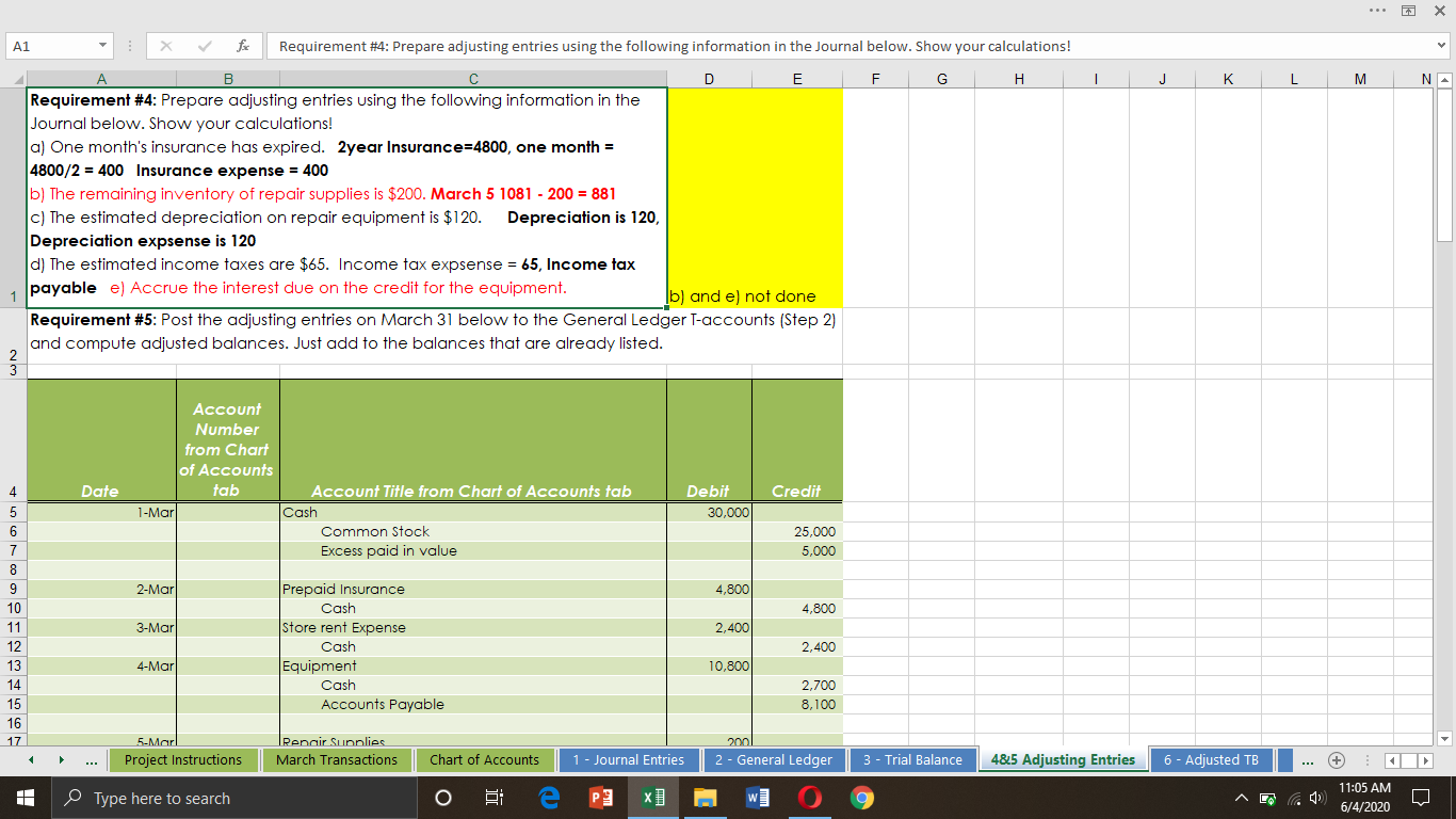 Bethany's Bicycle Corporation, which specializes in bicycle repairs, 1 completed the following