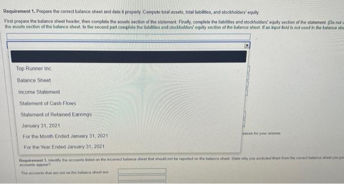 lablistos, and stockholders' equity? Requirement 1. Prepare the correct balance sheet and