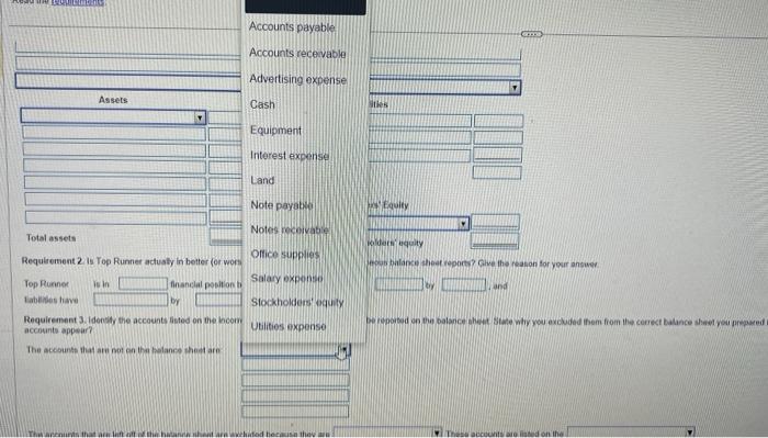 not used in the balan ison for your answer. Note payable I