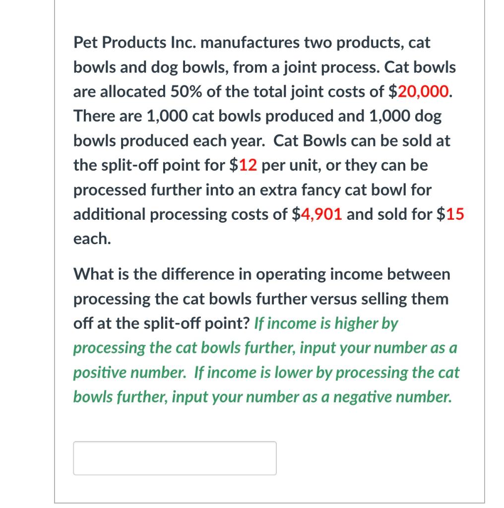  PLEASE INDICATE IF ANSWER IS POSITIVE OR NEGATIVE! Pet Products Inc.