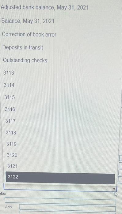 inlap Automotive received the following bank statement on May 31, 2021: (Click