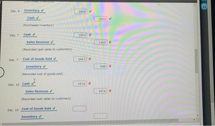 Price Sale Price Activity Units (per unit) (per unit) 10 22 Beginning