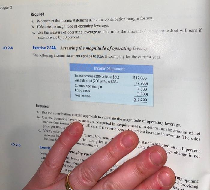 to measure the of operating leverage The following income statement was drawn
