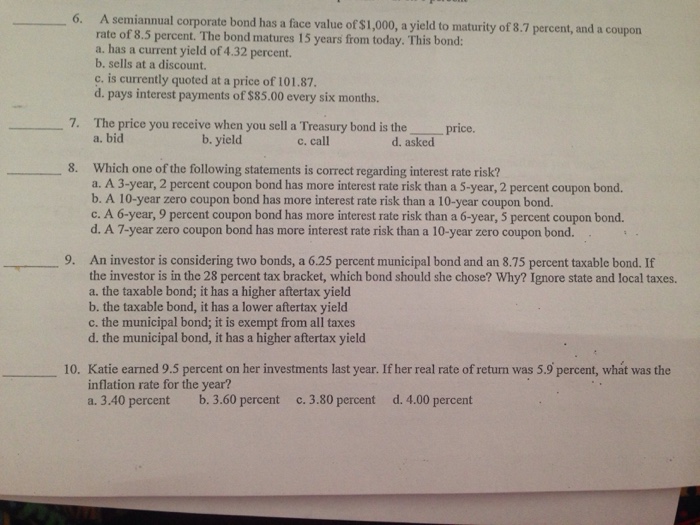  Do not answer unless you can answer all of them please.
