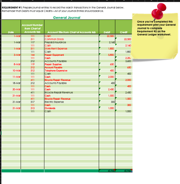 in the space below. REQUIREMENT \#1: Prepare joumal entries to record the