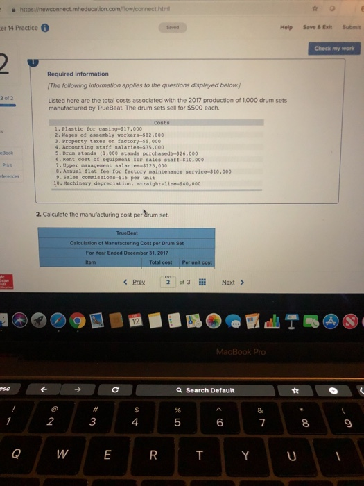  er 14 Practice Help Save&Exit Submit Check my work Required information