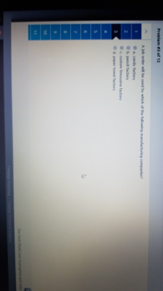 your Problem #2 of 12 The job order cost system for a