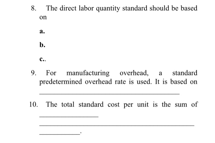 budgets are and both contribute to a. A standard is a amount.