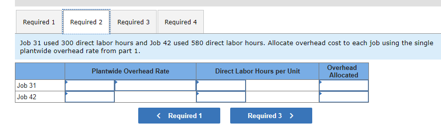  Required 1 Required 2 Required 3 Required 4 Job 31 used
