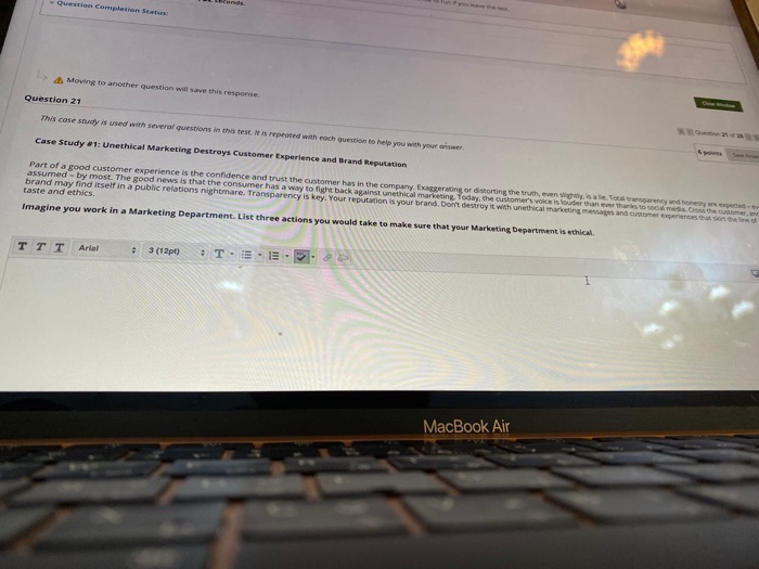  on Compte Moving to another question w ave response Question 21