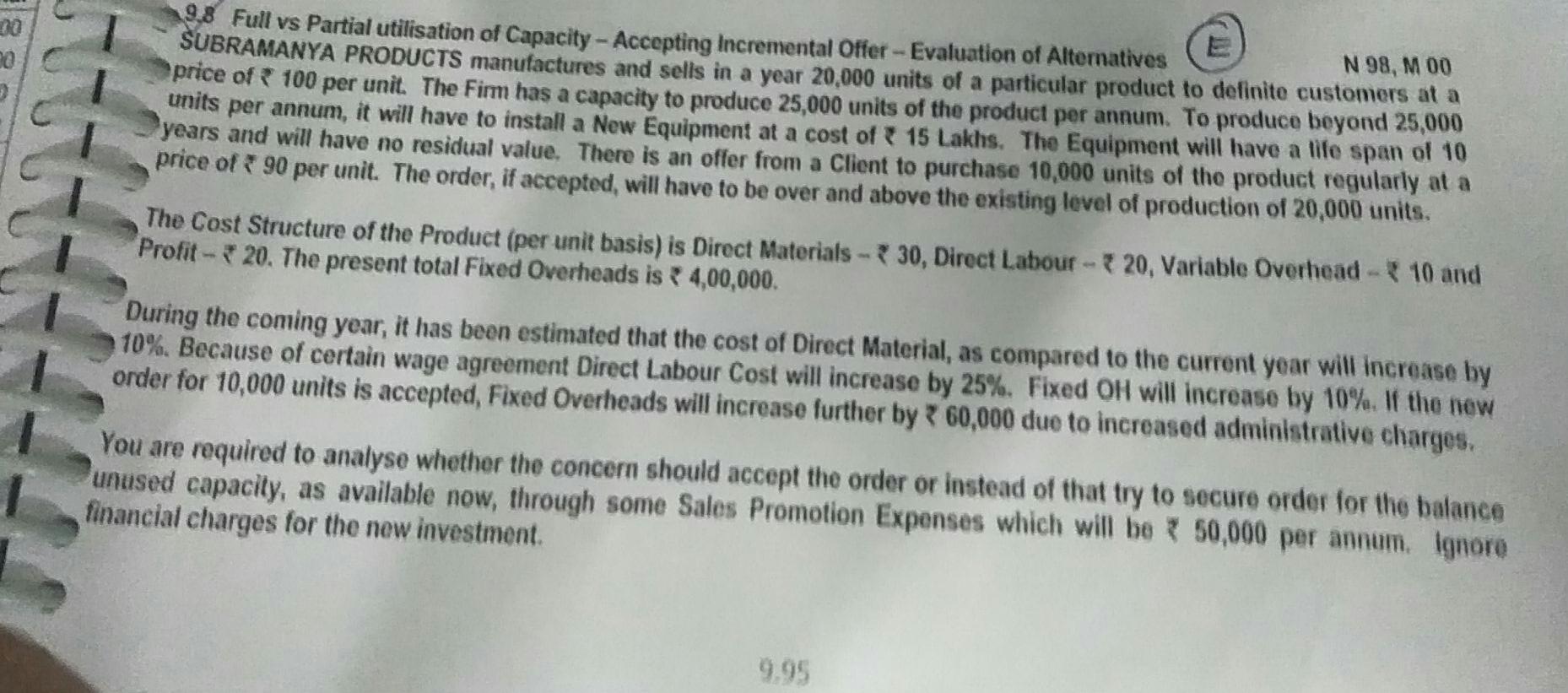  Need all only 20 98 Full vs Partial utilisation of Capacity