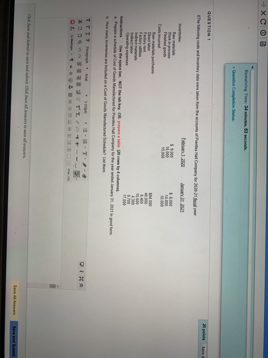 try to include computations please Xc Remaining Time: 34 minutes, 53 seconds.