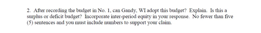 2 instead. Part I. The city council of Gandy, WI. population 301.277,