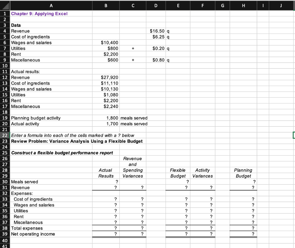 you Chapter 9: Applying Excel: Excel Worksheet (Part 1 of 2) (Algo)