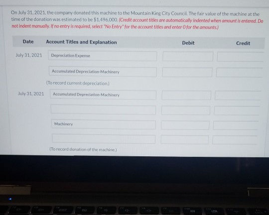 depreciation Book value $1,768.000 489.600 $1.278.400 Depreciation is computed at $81,600 per
