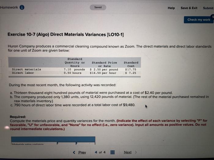  Homework Saved Help Save & Exit Submit Check my work Exercise