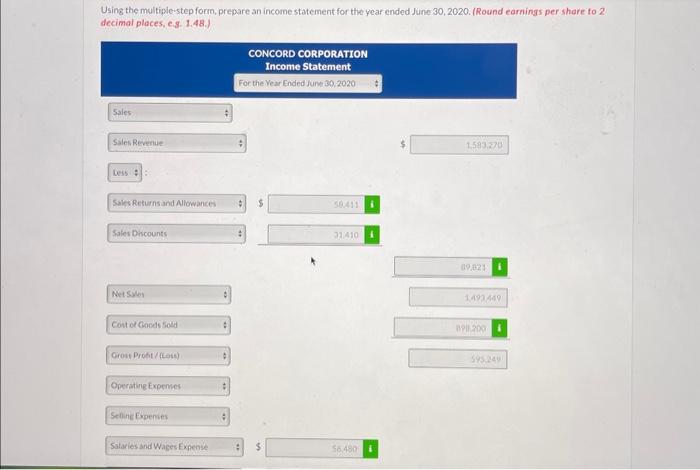 in the triat balance of Concord Corporation at June 30,2020 The Retained
