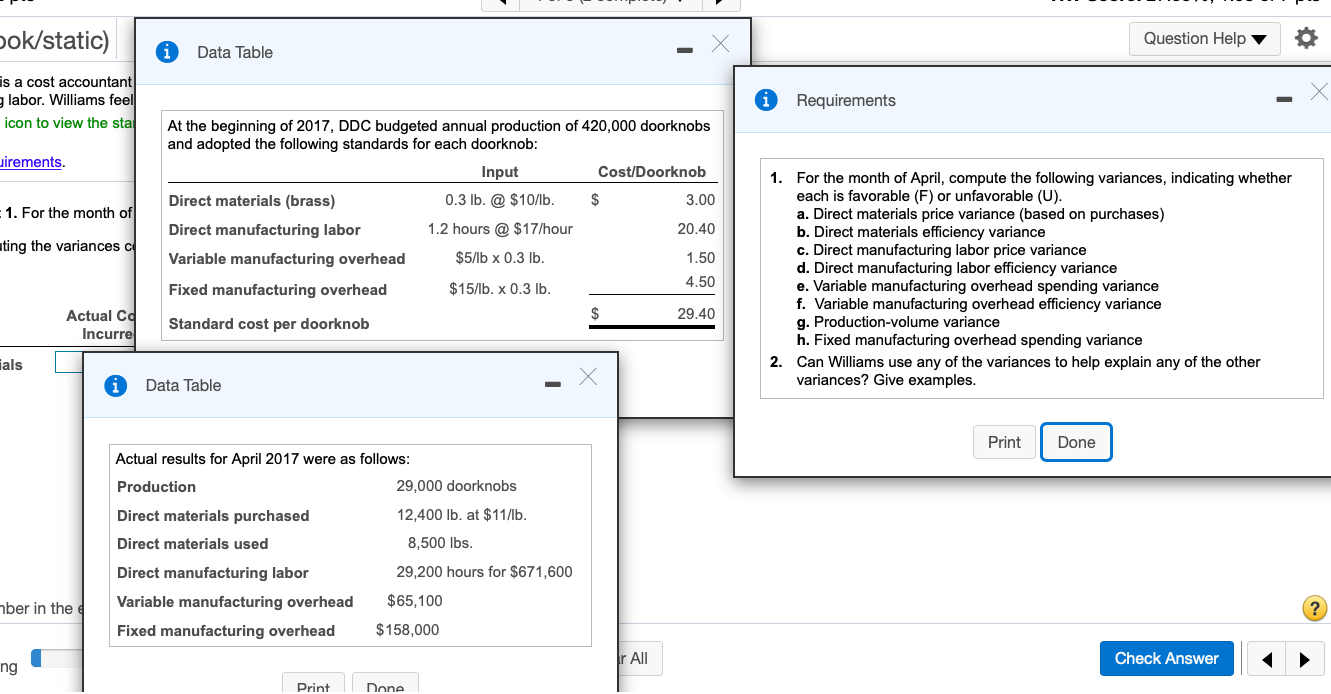 is a cost accountant and business analyst for Diamond Design Company (DDC),
