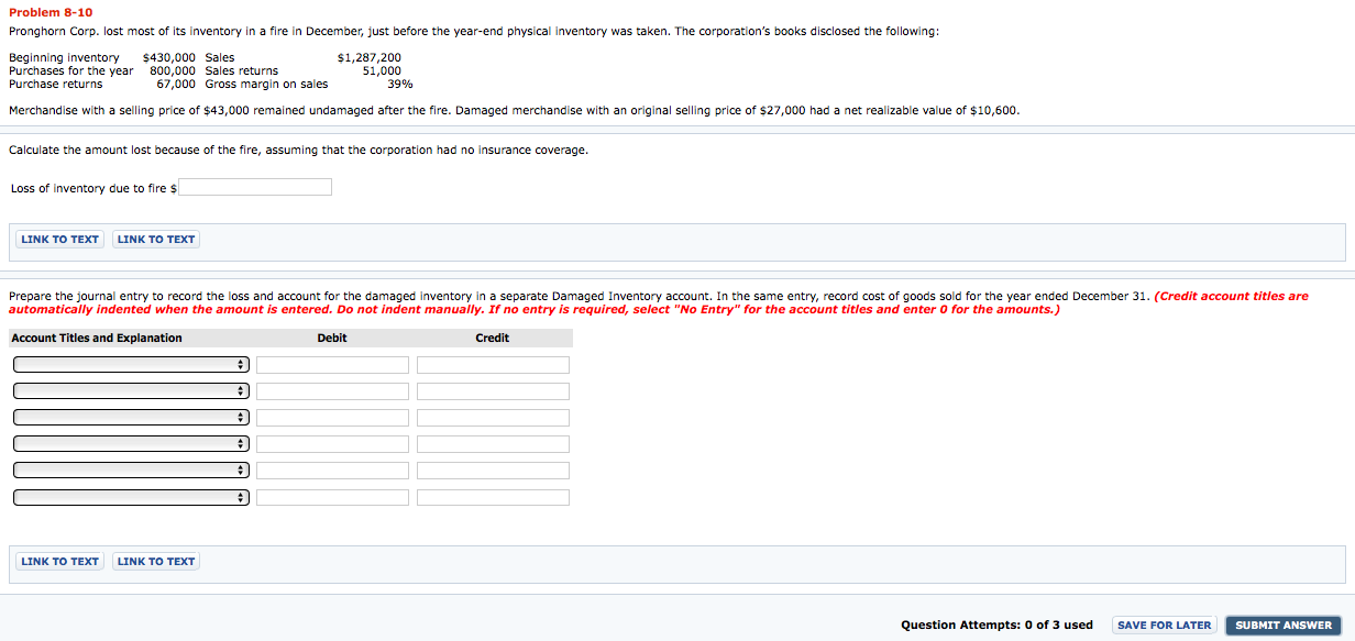 Please answer as many as you can. Thank you. Problem 8-10