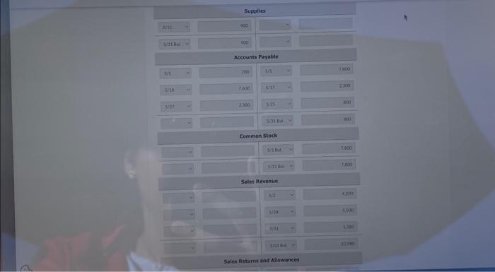 & \\ \hline 5/31 Bal. & 98 & \\ \hline \end{tabular} Sales