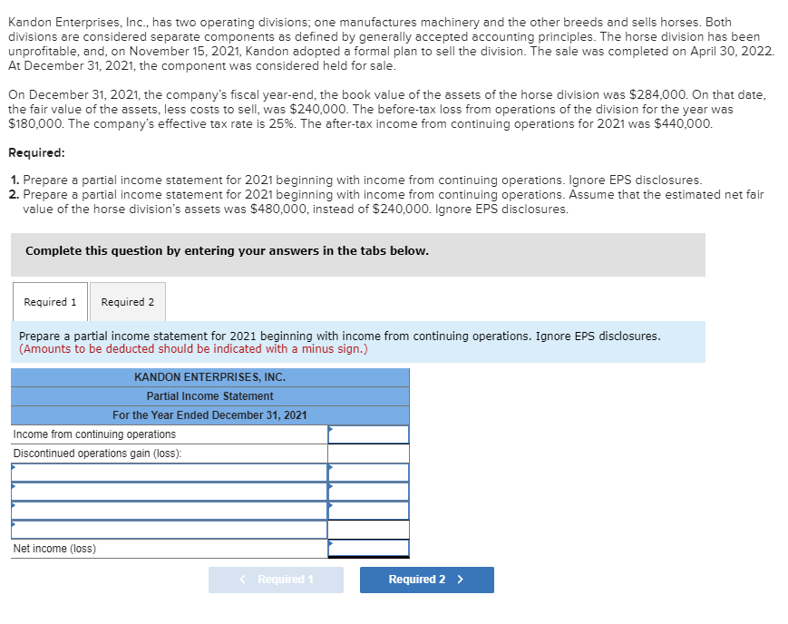 PLEASE PUT SOLUTION IN THE SAME FORMAT AS THE STATEMENTS BELOW Kandon