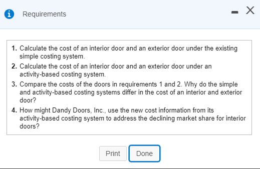 and one indirect cost pool. The simple costing system allocates indirect costs