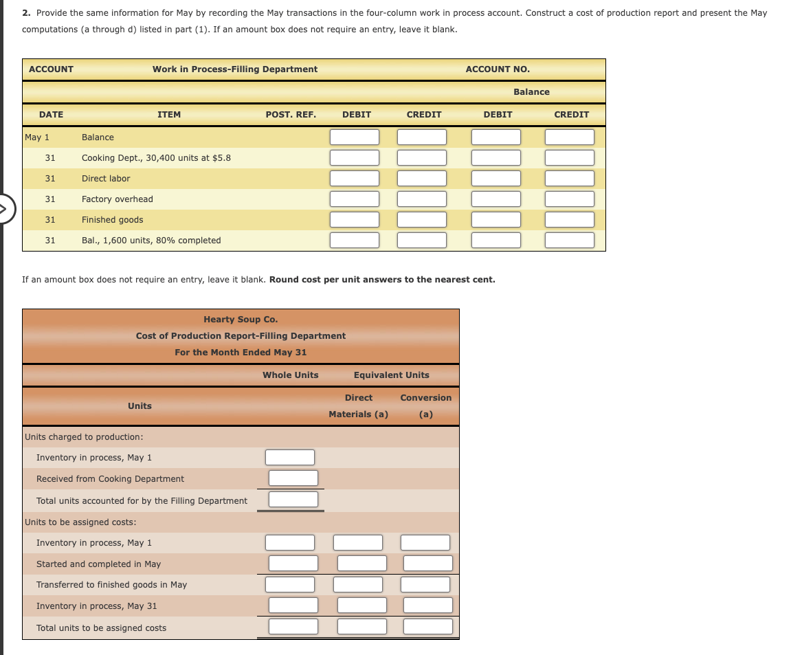 cost system to record the costs of processing soup, which requires the