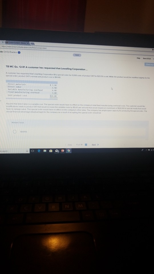 de: CH 12 Practice TB MC Qu. 12-81 A customer has