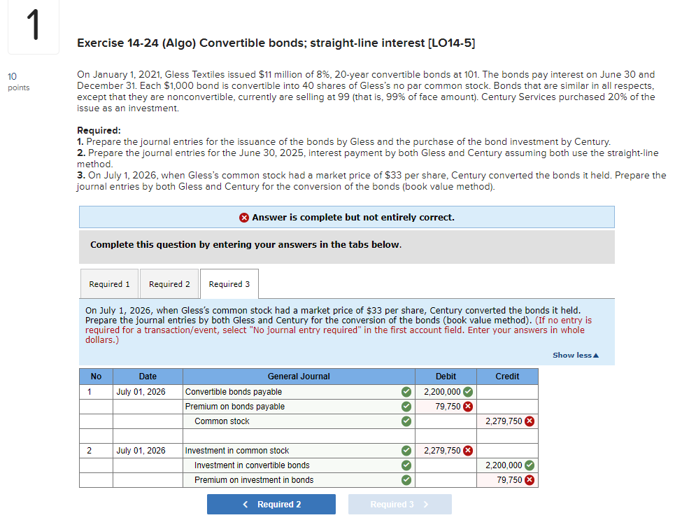  ***ONLY NEED ANSWER FOR REQUIRED 3*** 1 Exercise 14-24 (Algo) Convertible