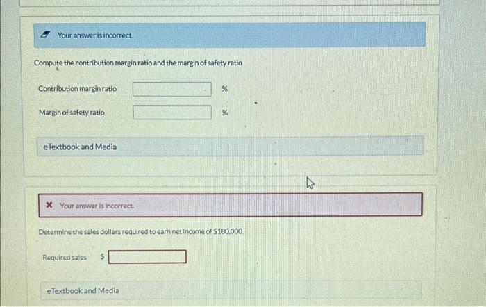 and Media x Your answer is incorrect. Compute the break-even point in