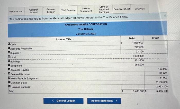 below. Choose the appropriate accounts to be reported on the income statement.