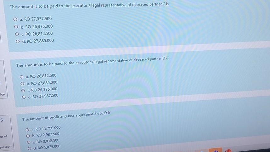 Account and Executor's Account of the deceased Partners of the firm. A,
