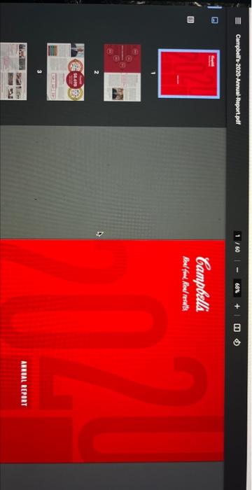 This problem is based on the 2020 annual report of Campbell Soup