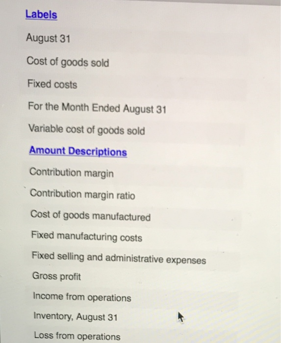 statement. During the first month of operations ended August 31, Kodiak Fridgeration