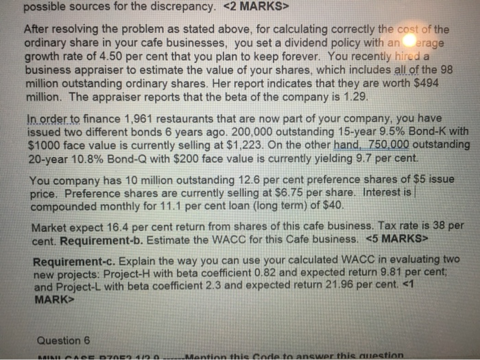  possible sources for the discrepancy. After resolving the problem as stated