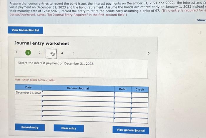 2022 , the int value payment on December 31,2023 and the bond