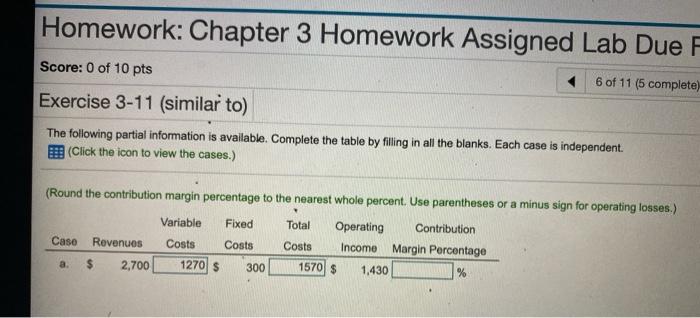  Homework: Chapter 3 Homework Assigned Lab Due F Score: 0 of