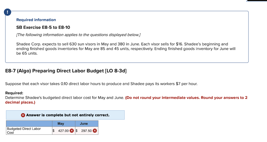 ! Required information SB Exercise E8-5 to E8-10 [The following information