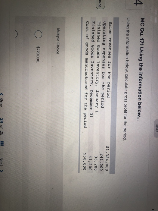 MC Qu. 171 Using the information below... 4 Using the information
