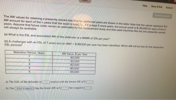  Help Save & Exit Submit Check my word The AW values