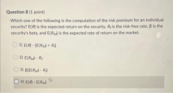 answer all the questions correctly for a like. Question 8 (1 point)