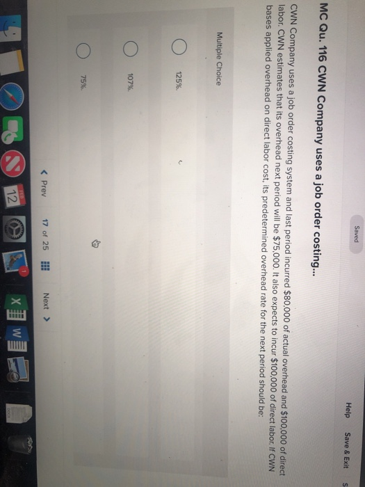  Saved Help Save & Exit S MC Qu. 116 CWN Company