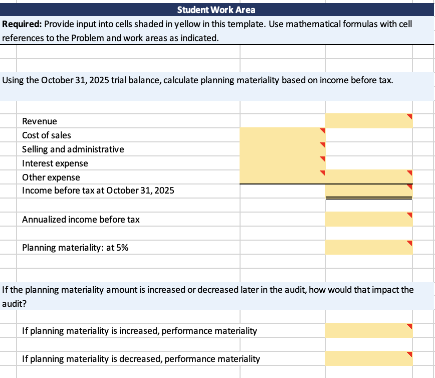 Chapter 3 Cloud 9. Using Excel to Perform Materiality Planning PROBLEM W&S