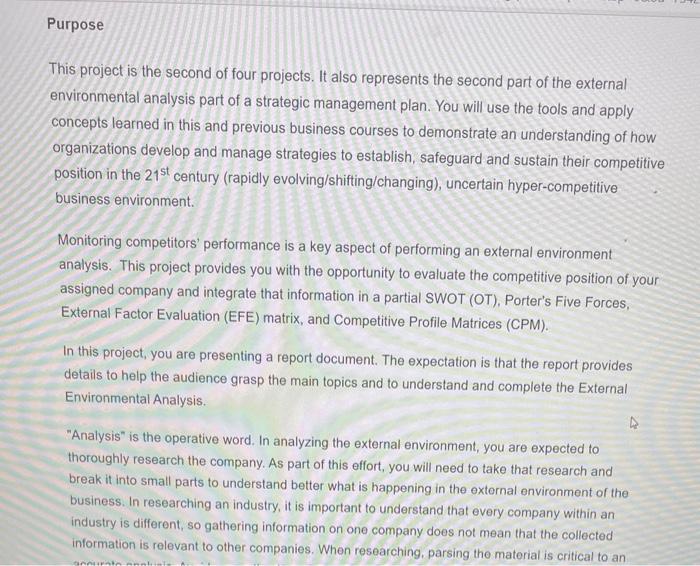  This project is the second of four projects. It also represents