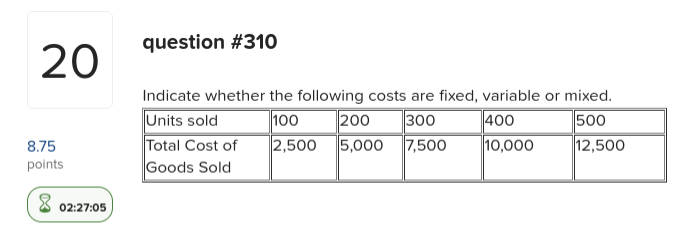 cost 3.00 of shopping bags 6.00 9.00 8.75 points 02:28:14 question #315