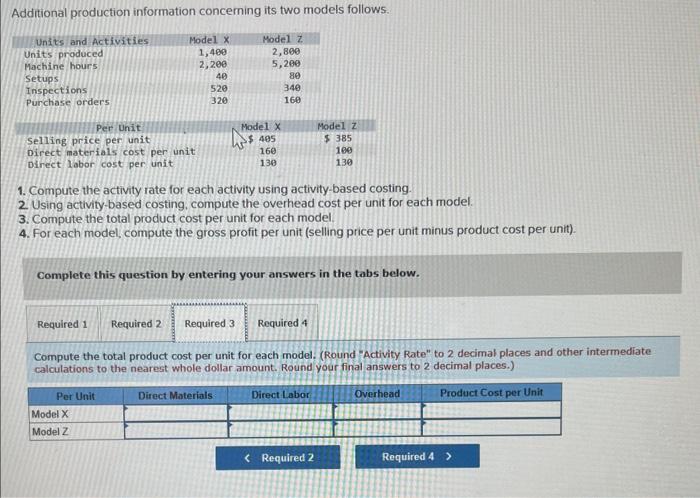 production processes follow. Additional production information concerning its two models follows. 1.