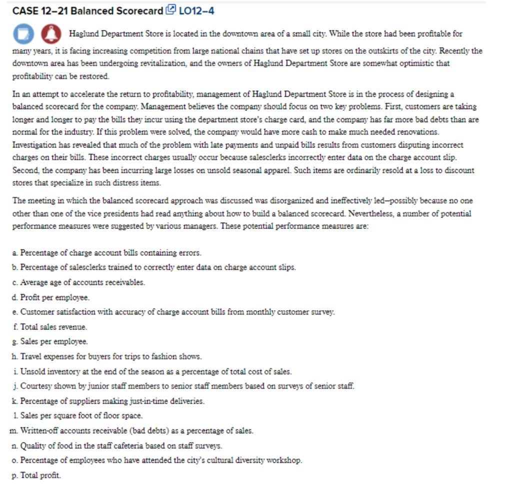 metrics in the appropriate category (i.e. learning and growth, internal business process,