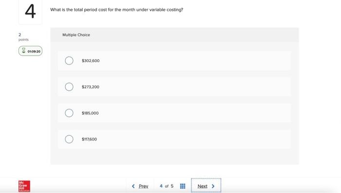 A manufacturing company that produces a single product has provided the following